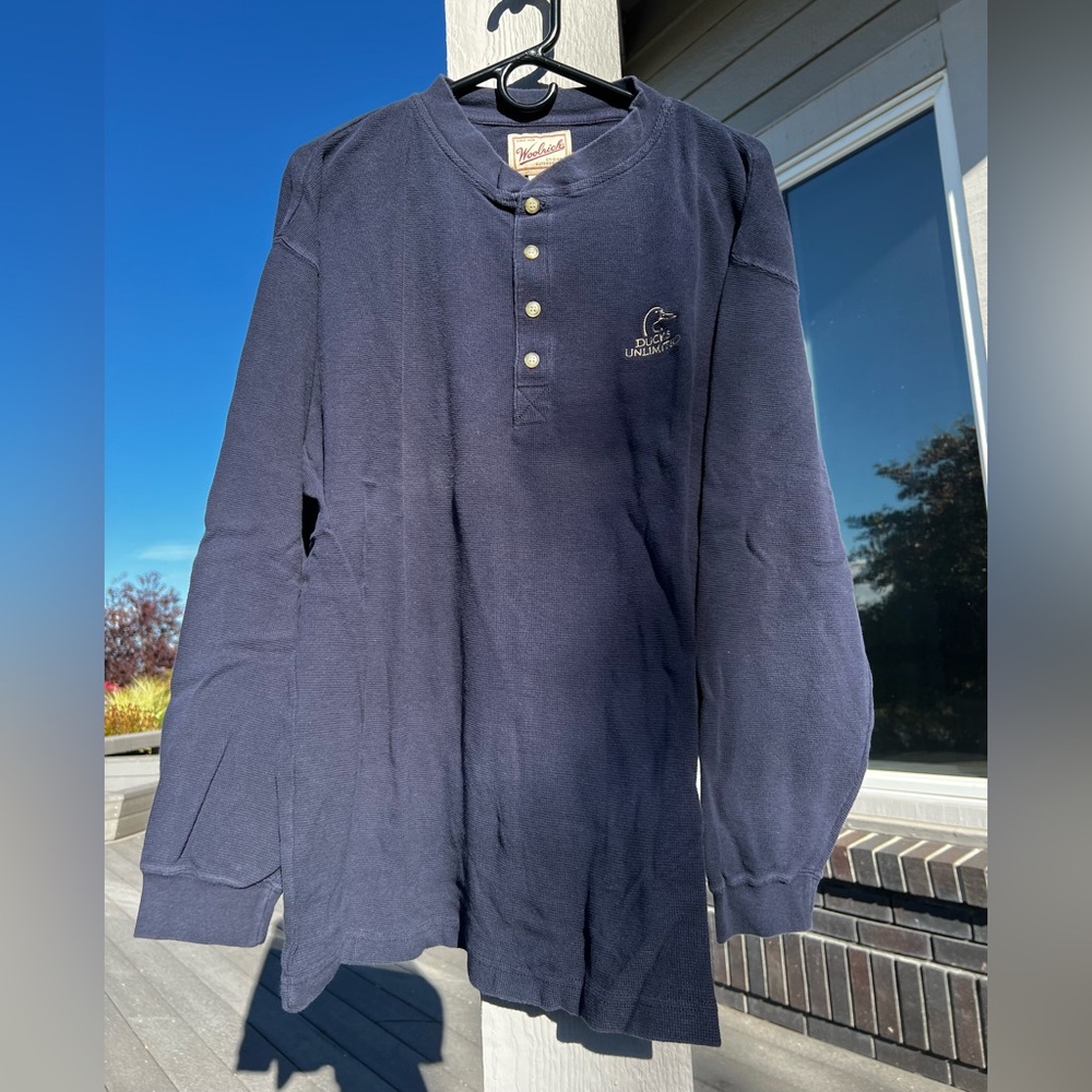 CLEARANCE Men’s L Navy Waffle Knot Woolrich Ducks Unlimited Long Sleeve Shirt